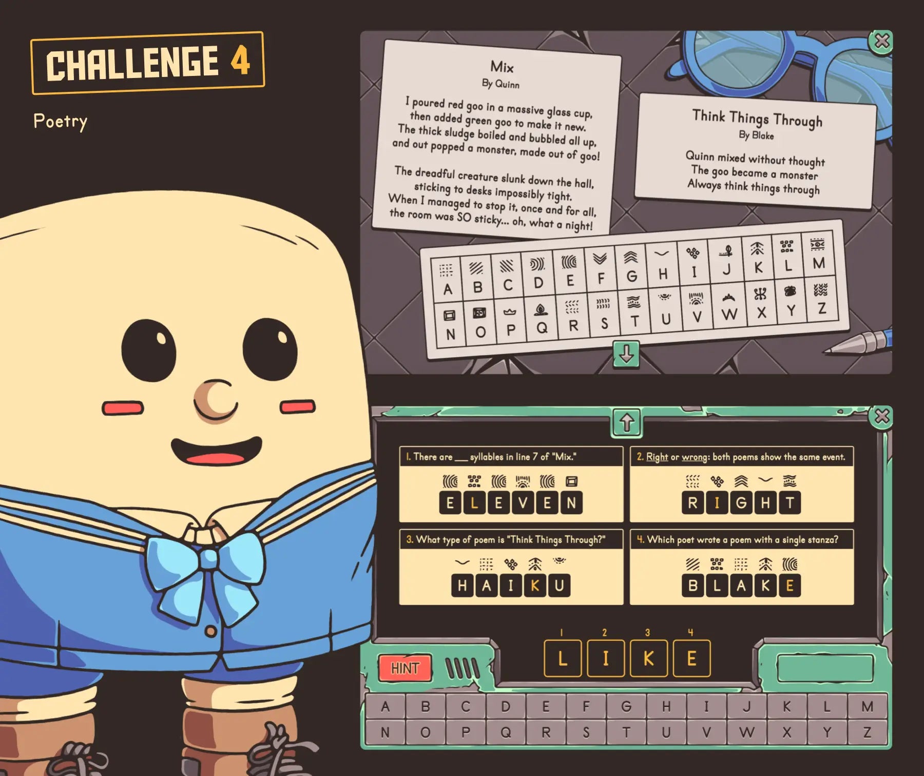Digital last week of school reading activity for 5th grade, focused on poetry skills.