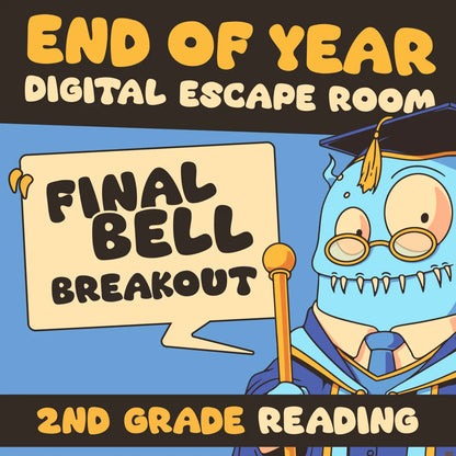 Digital escape the school activity for 2nd grade reading comprehension, titled "Final Bell Breakout."
