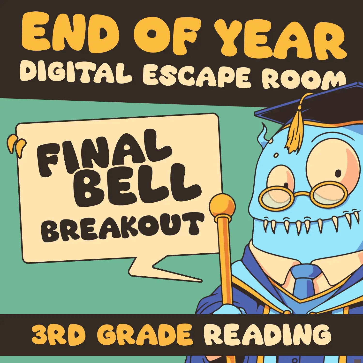 Digital escape the school activity for 3rd grade reading comprehension, titled "Final Bell Breakout."