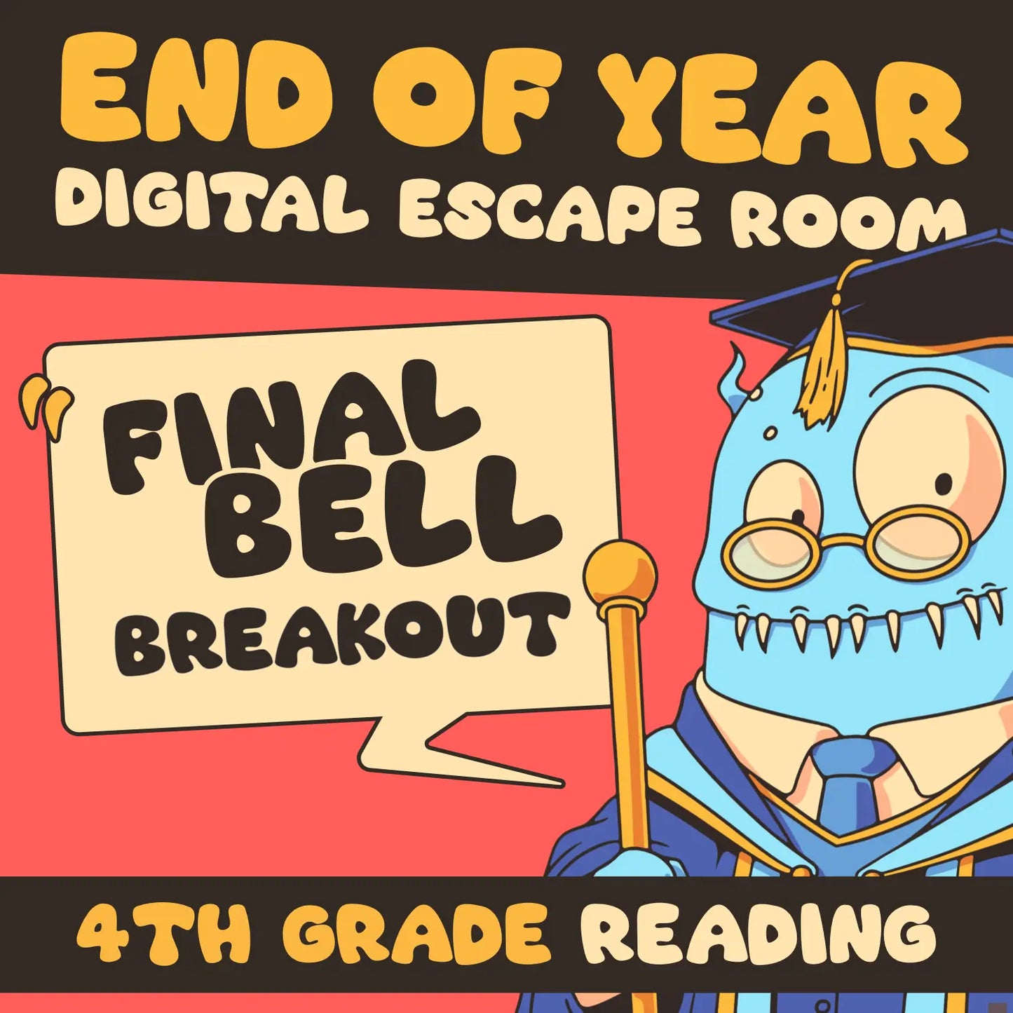 Digital escape the school activity for 4th grade reading comprehension, titled "Final Bell Breakout."