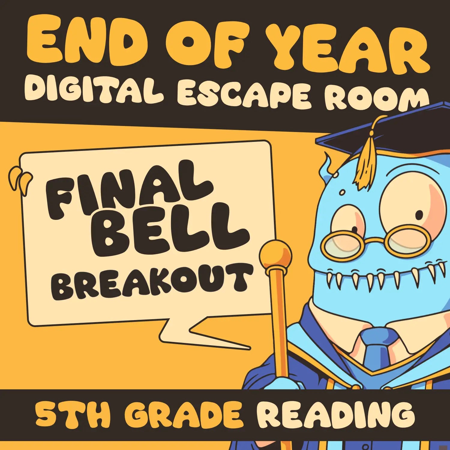 Digital escape the school activity for 5th grade reading comprehension, titled "Final Bell Breakout."