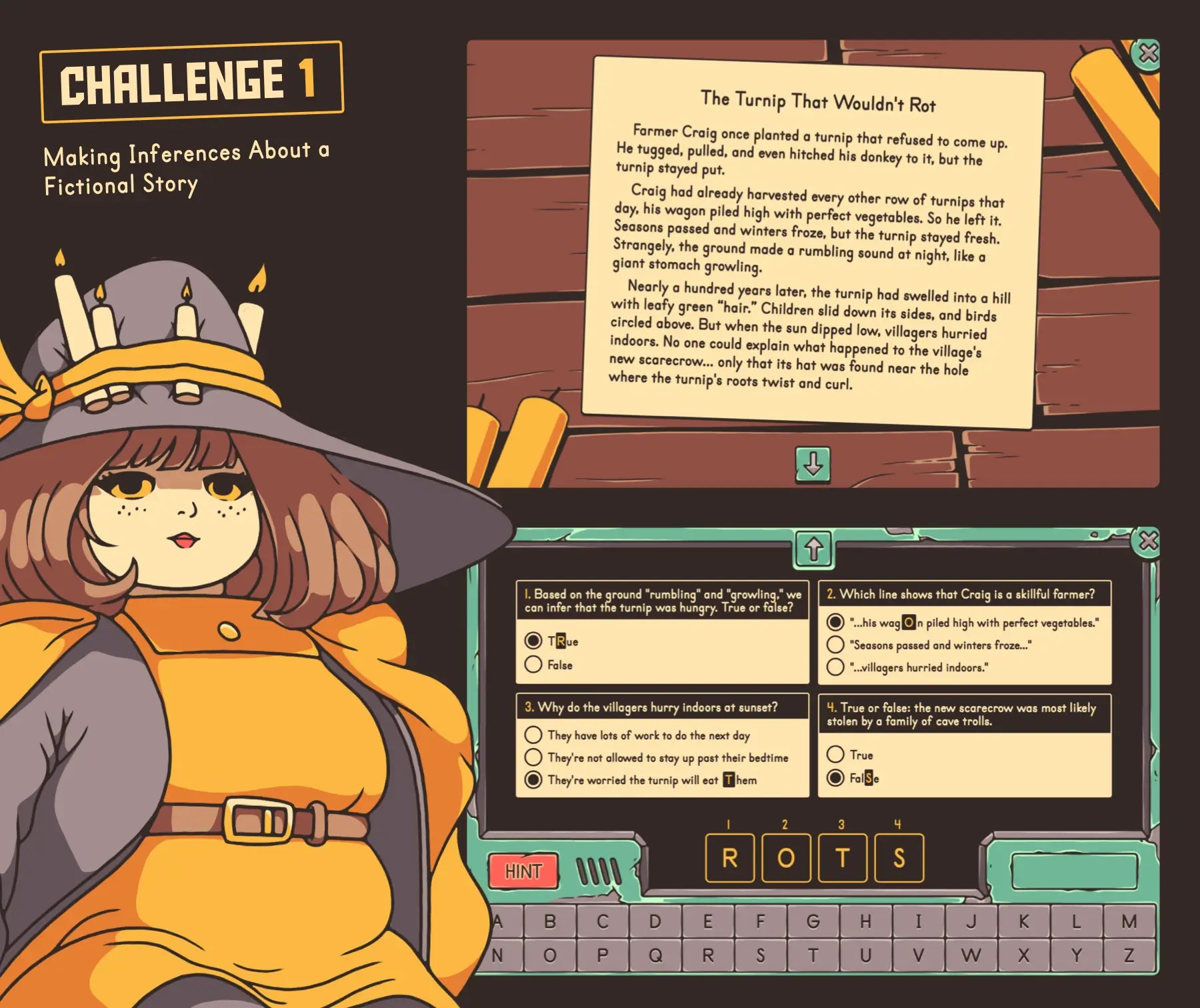 Digital making inferences about a fictional story fall reading challenge.
