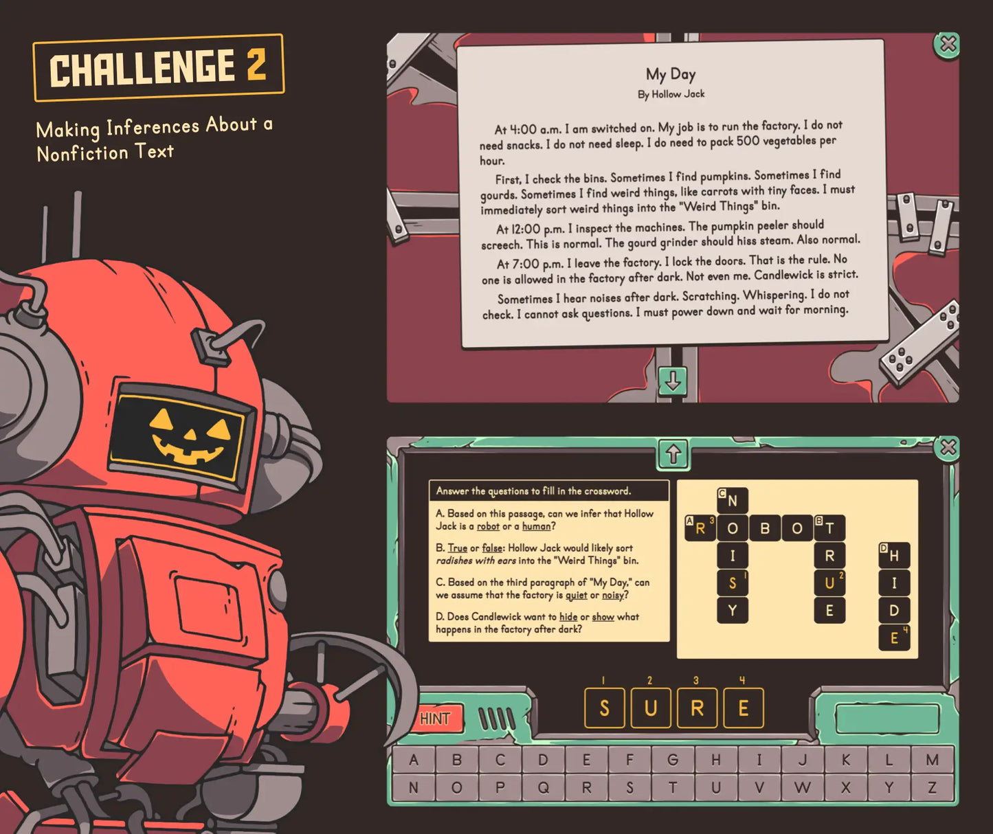 Virtual fall reading activity covering making inferences about a nonfiction text, for 4th and 5th grade classrooms.