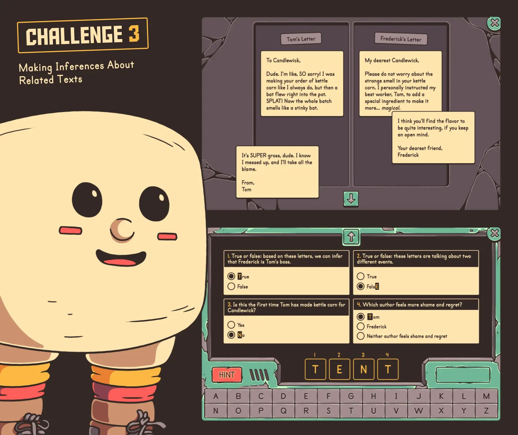 Online 4th and 5th grade making inferences about related texts game with an autumn theme.