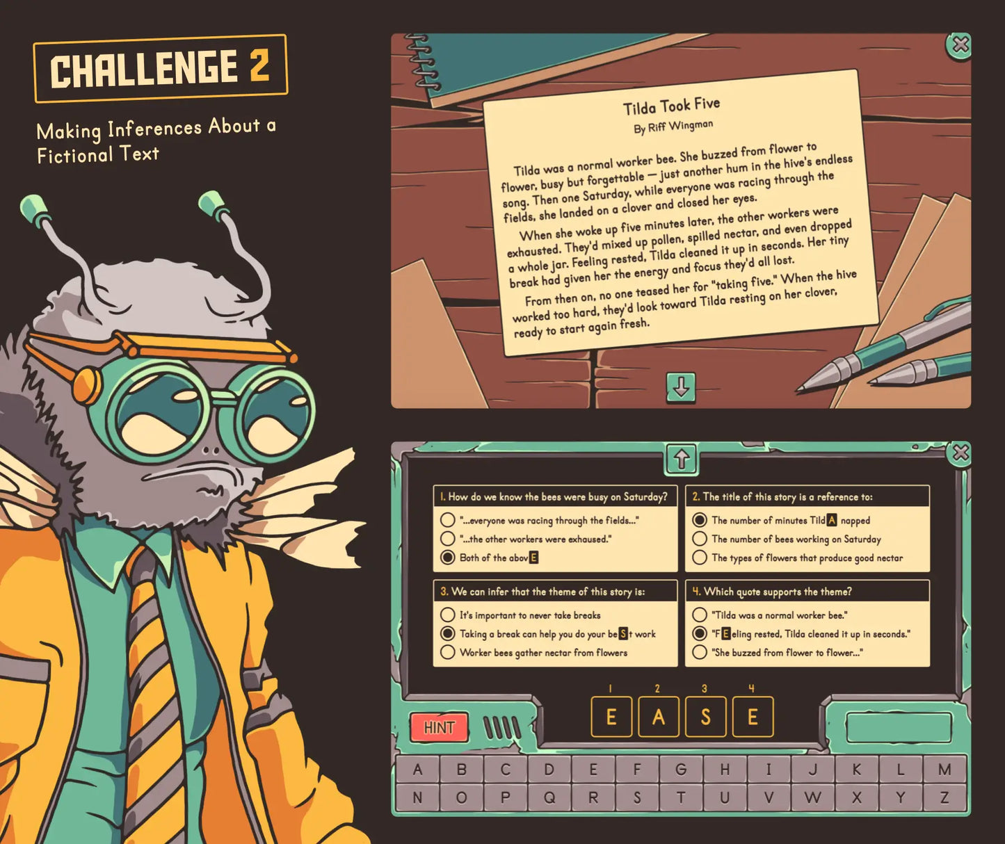 Virtual spring making inferences about a fictional text escape room activity for 4th and 5th grade test prep.