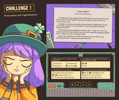 Digital spring reading review activity focused on 4th and 5th grade punctuation and capitalization.