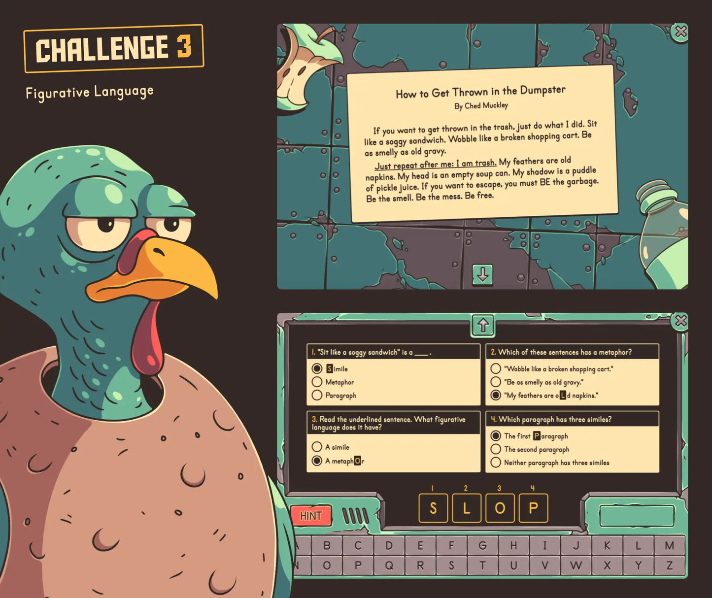 Digital 3rd grade Thanksgiving figurative language escape room for practicing similes and metaphors.