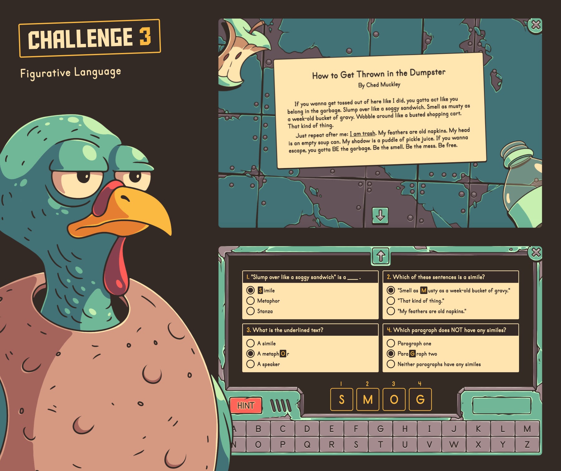 Digital 4th grade Thanksgiving figurative language escape room for practicing similes and metaphors.