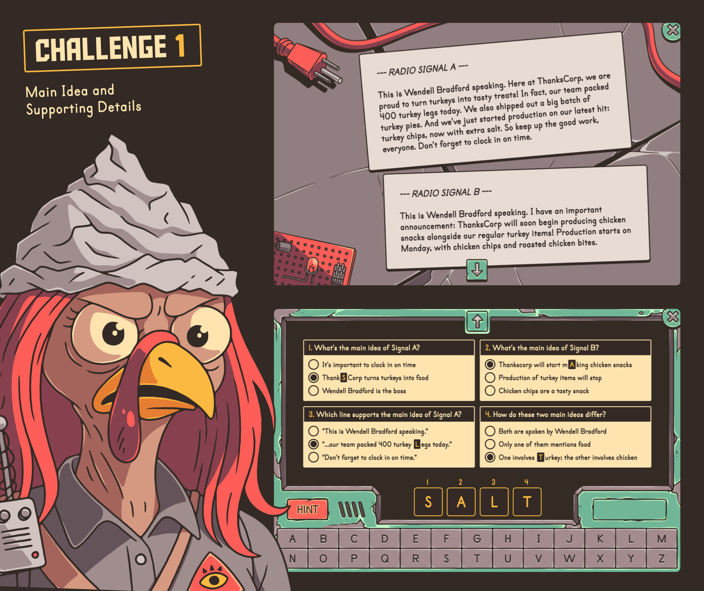 Digital Thanksgiving main idea and supporting details escape room game for 5th grade.