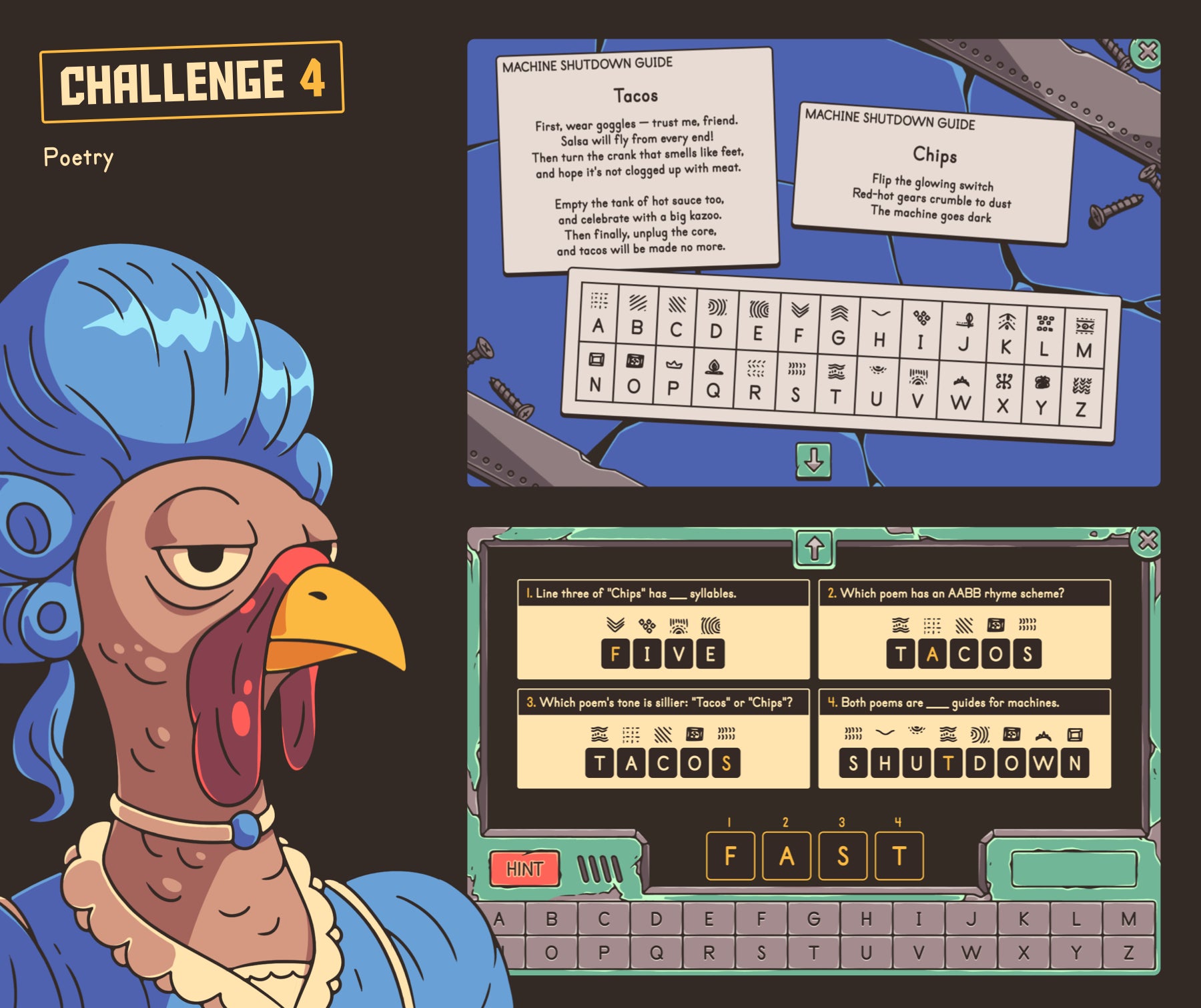 Online Thanksgiving poetry game for reviewing 5th grade poetic elements, structure, main idea, tone, and more.