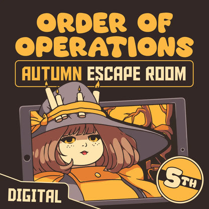 Digital fall escape room for 5th grade order of operations, entitled "Puzzle Punks: Escape the Midnight Mall."