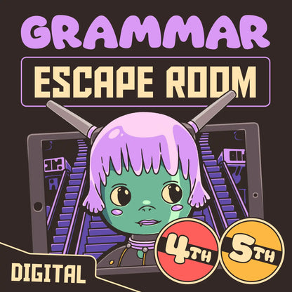 Digital grammar escape room for 4th and 5th grade, titled "Puzzle Punks: Escape the Midnight Mall."