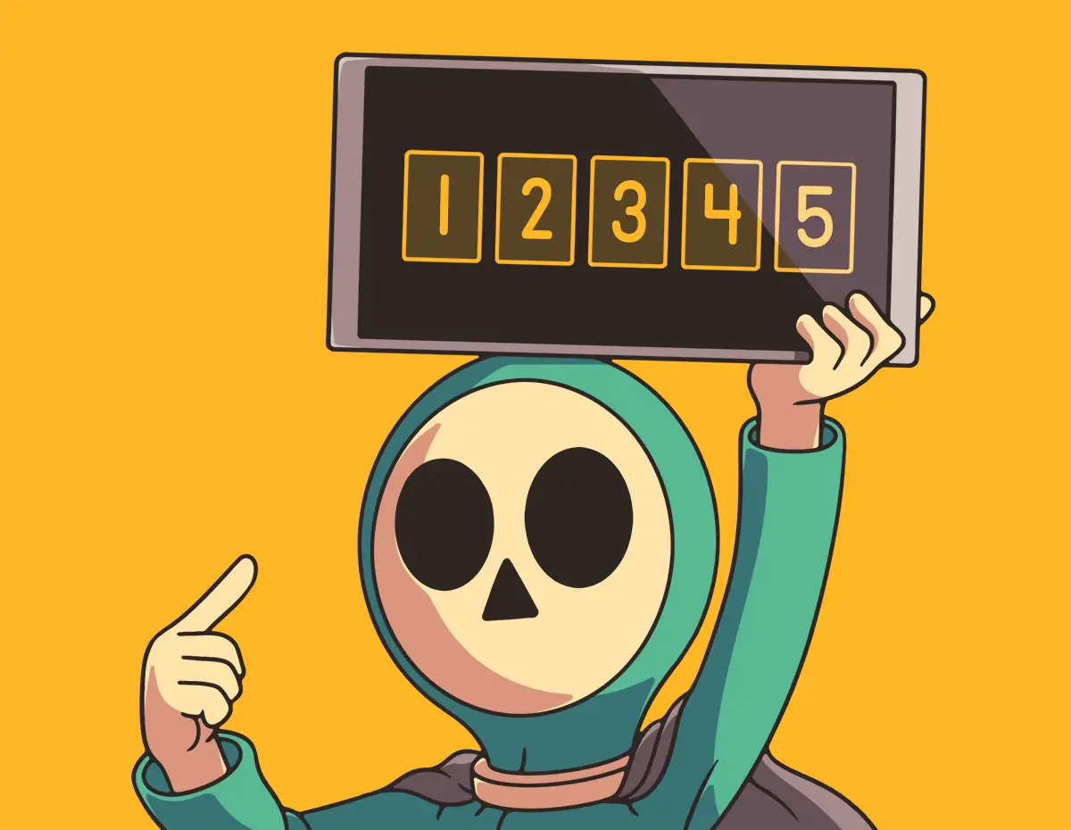 J.J. Crispy holding a tablet with a Puzzle Punks escape room access PIN, intended to show teachers how to get started.