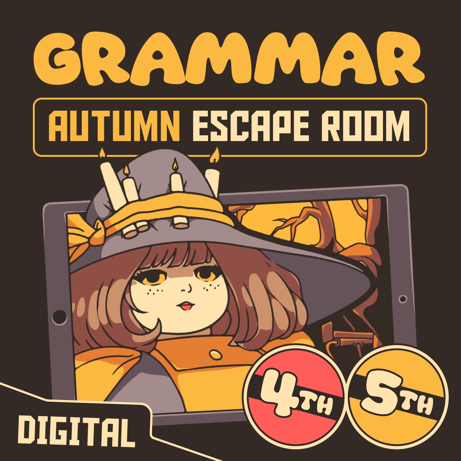 Puzzle Punks fall escape room covering 4th and 5th grade grammar skills, entitled "The Hasty Harvest."
