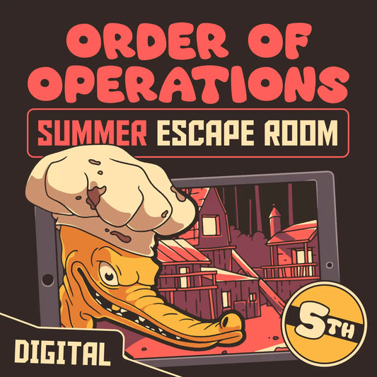 Digital order of operations escape room for 5th grade with a summer theme, titled "Puzzle Punks: Camp Calamari."