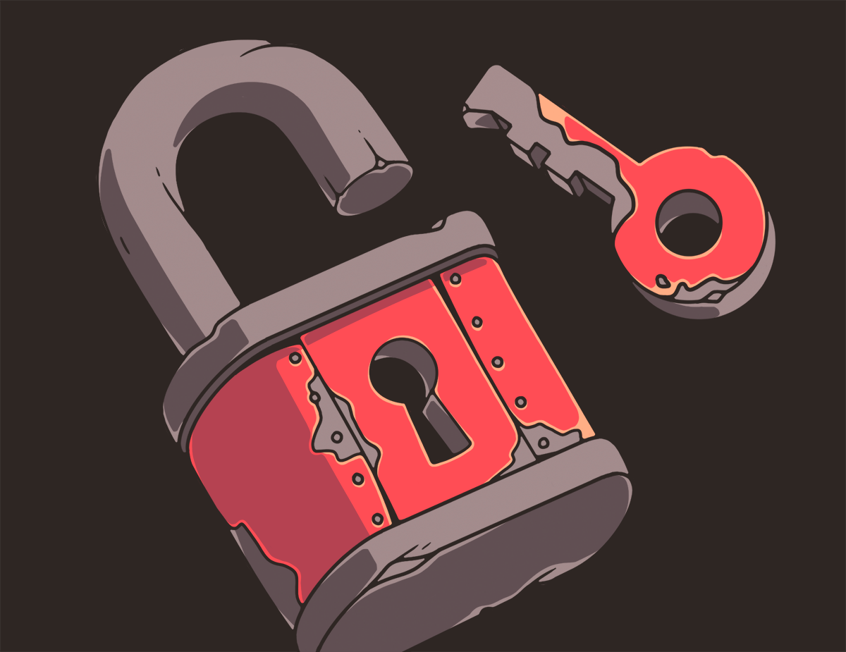 An unlocked padlock and key, indicating the location of Puzzle Punks answer keys.