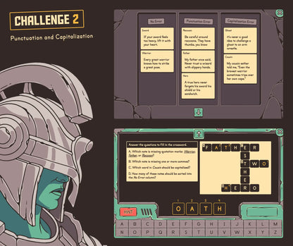 Virtual reading activity focused on punctuation and capitalization: quotation marks, commas, proper nouns, and more.