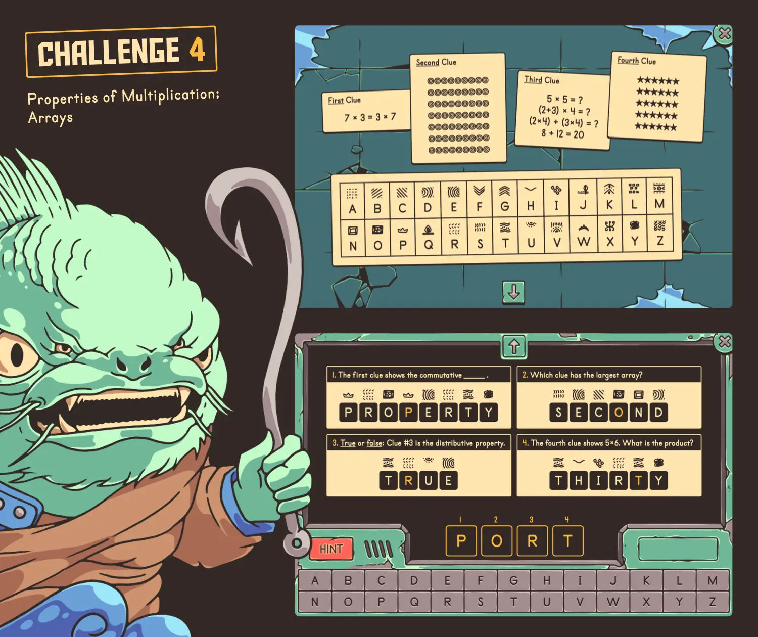 Digital Christmas multiplication properties and arrays activity.